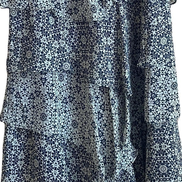 Robbie Bee Navy Blue and Cream Ruffle Dress Sz 6 - Picture 3 of 7